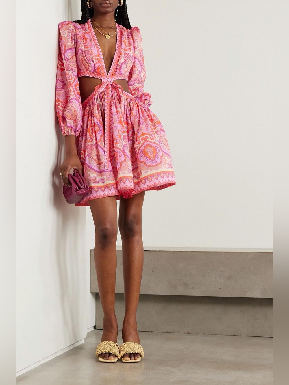 Zimmermann Halcyon Tie Front Mini Dress